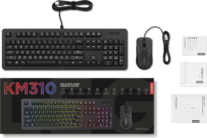 Produktbild Lenovo Computertastatur Legion KM310 RGB | Gaming Tastatur und Maus Set | Verkabelt | US Englisch | Bla