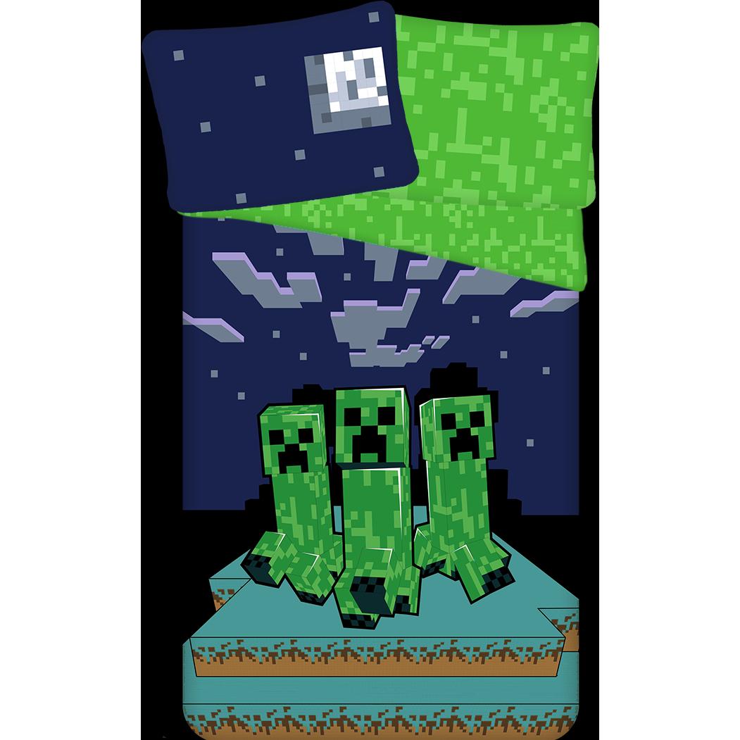 Tinisu, Kinderbettwäsche, Minecraft Creeper BettwÃ¤sche - weiche Baumwolle 140x200 cm Kissen und Decke