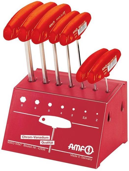 Produktbild Amf Stiftschlüsselsatz 906Q WM7 7-teilig SW 2-8 mit Quergriff im Werkbankständer