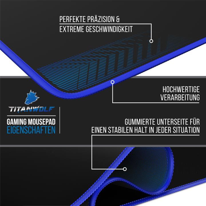 Actual product image Titanwolf Gaming Mouse Pad, XXXL Speed Mouse Mat 1200 x 600 mm, Speed & Precision, Symbol Blue
