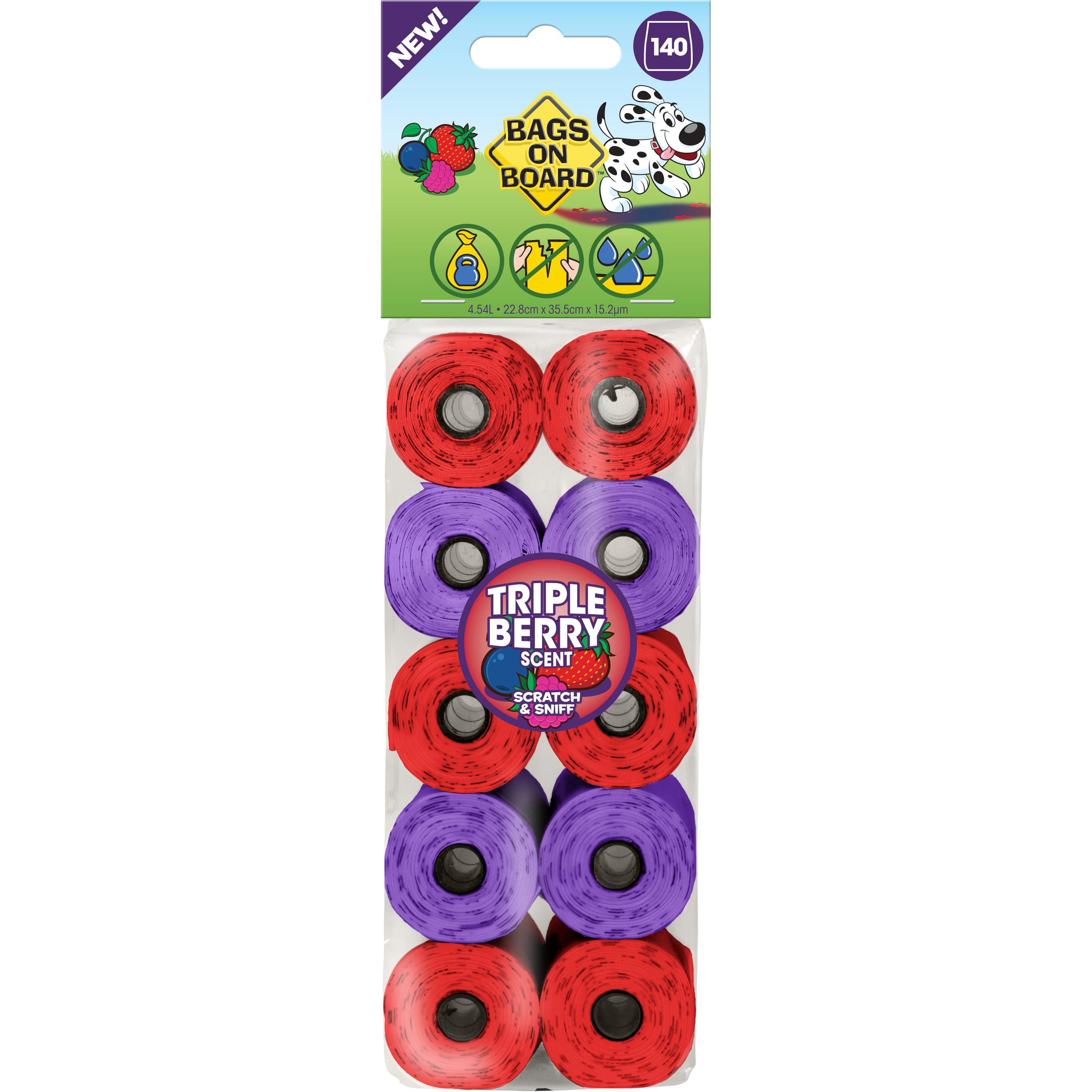 Comparer les prix de Bags On Board HømHøm poser med parfum Triple Berry, 10 ruller (140 pcs) (Chien), Équipement de toilettage
