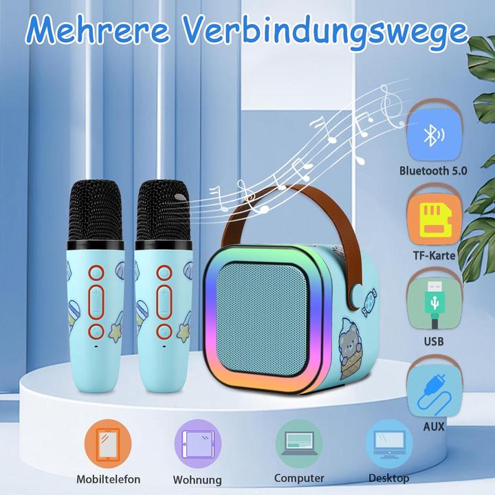 Produktbild Lamjad Kinder Karaokemaschine mit zwei drahtlosen Mikrofonen
