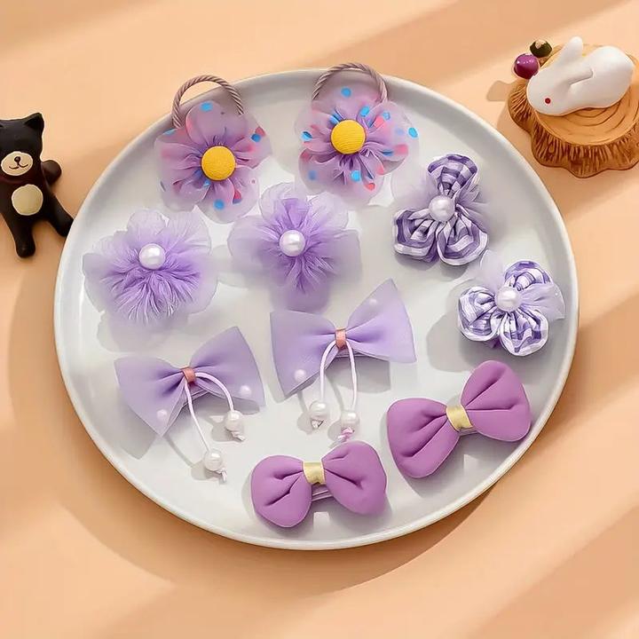 Actual product image Activity Board 10 pieces of adorable flower hair clips, hair jewellery for girls, 10 pieces of girls' hair ties