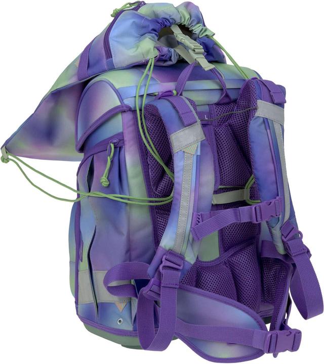 Actual product image Lässig Schulrucksack-Set Boxy, Lila / Grün (21 l)
