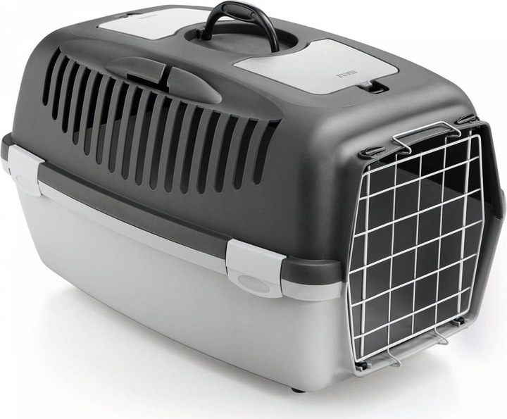 Immagine prodotto Kerbl GULLIVER 2 DELUX cassetta di trasporto con vasca, griglia metallica con serratura nero/grigio (Cane, Gatto, Roditori, Pieghevole, Lavabile)