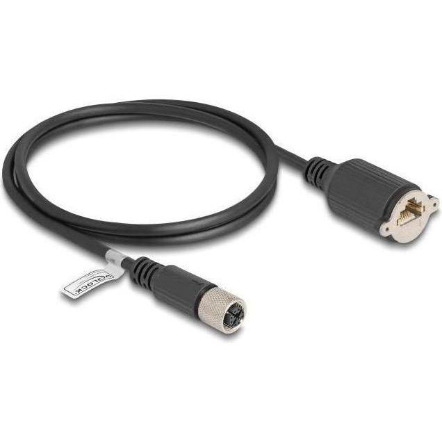 Thumbnail - Delock M12 Kabel X-kodiert 8 Pin Buchse zu RJ45 Buchse zum E (F/UTP, CAT5e, 1 m), Netzwerkkabel