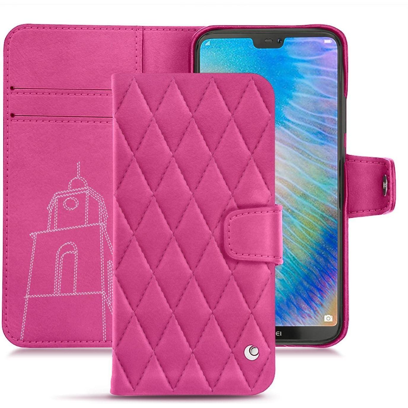 Noreve Lederschutzhülle Wallet (Huawei P20 Lite), Smartphone Hülle, Rosa