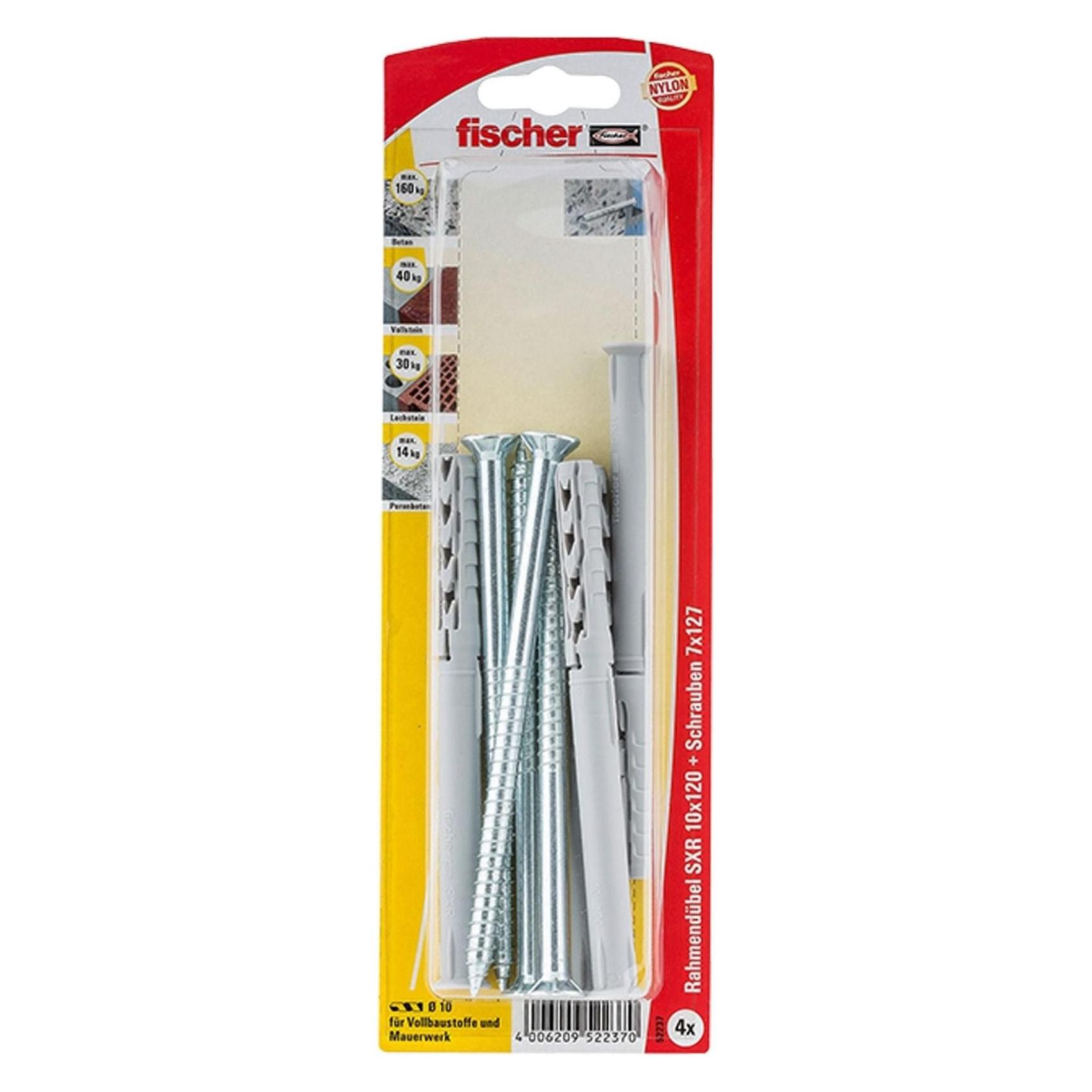 Fischer, Muurpluggen, Deuvel Met Lange Schacht Sxr 10x120 T K (4 Pcs.)