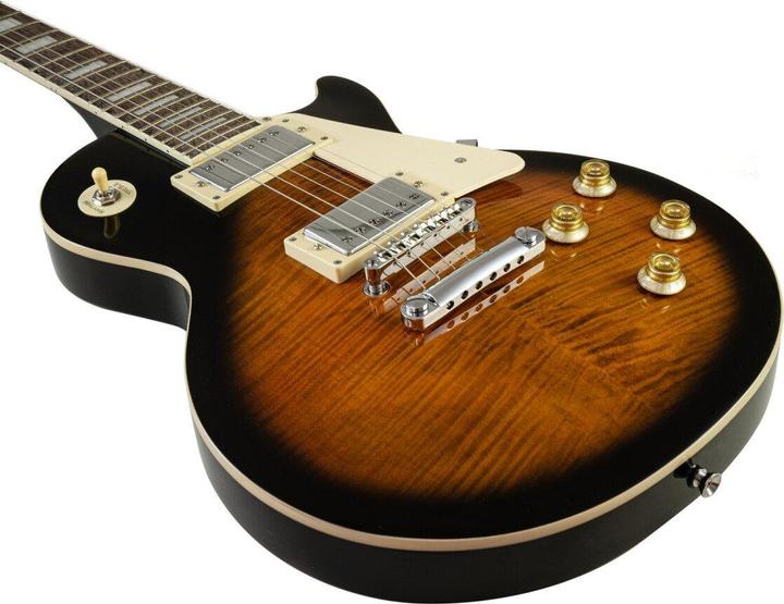 Actual product image Dimavery LP-700 electric guitar, flamed brown (Electric guitar)