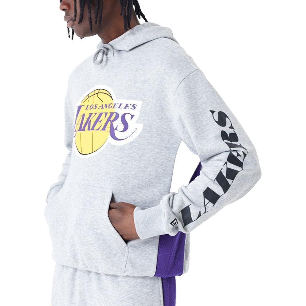 New Era, Herren, Pullover, Oversized Hoody MESH PANEL Los Angeles Lakers - XXL, Grau, (XXL)