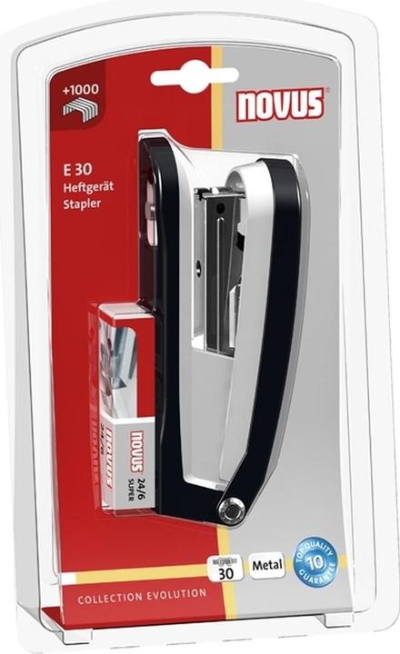 Produktbild Novus Heftgerät E30 schwarz/grau Blister (30 Blätter)