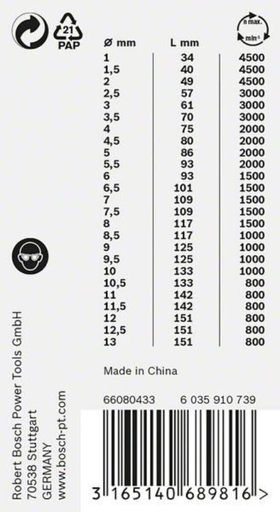 Actual product image Bosch Professional Zubehör PRO Metal HSS-G twist drill set, 25 pcs. (1 mm, 1.5 mm, 2 mm, 2.5 mm, 3 mm, 3.5 mm, 4 mm, 4.5 mm, 5 mm, 5.5 mm, 6 mm, 6.5 mm, 7 mm, 7.5 mm, 8 mm, 8.5 mm, 9 mm, 9.5 mm, 10 mm, 10.5 mm, 11 mm, 11.5 mm, 12 mm, 12.5 mm, 13 mm)
