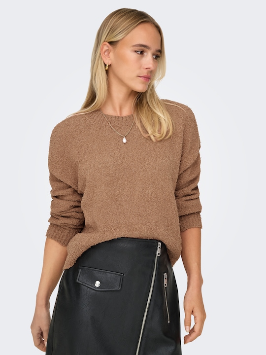 Produktbild Only Rundhals Gerippte Ärmelbündchen Tief angesetzte Schulter Pullover Strickpullover (XL)