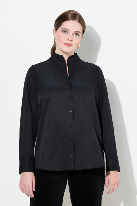 Immagine prodotto Ulla Popken Blusa in tessuto Oxford con scollo montante e maniche lunghe (46, 48)