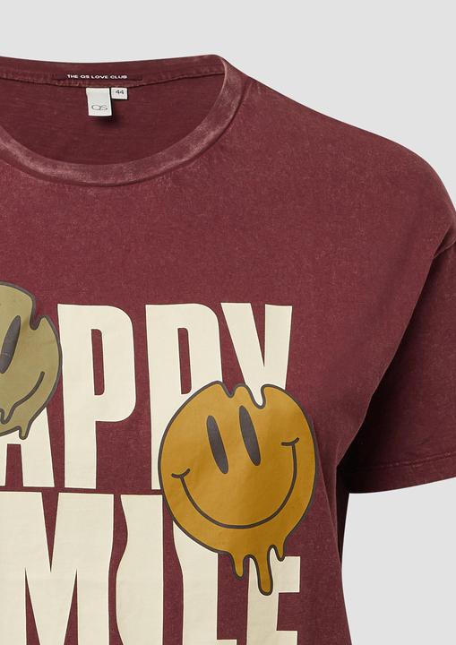 Produktbild S.Oliver T-Shirt Baumwollshirt mit Frontprint und überschnittener Schulter (52)