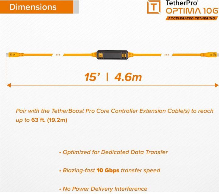 Image du produit Tether Tools USB C — USB C (4.60 m, USB 3.2 Gen 2)