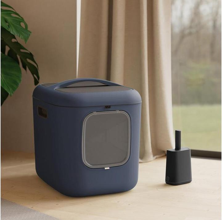 Immagine prodotto Rotho Katzentoilette Bea XL Navyblau, Stromversorgung: Keine (Lettiera per gatti chiusa)