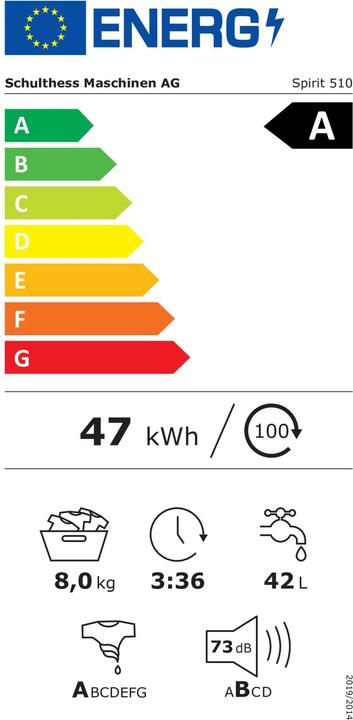Energy Label Schulthess Spirit 510 (8 kg, Left)