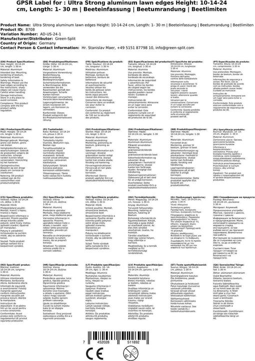 Actual product image Green Split Ultra strong aluminium lawn edging