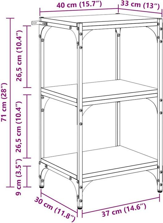 Produktbild vidaXL Bücherregal (33 x 40 x 70.50 cm)
