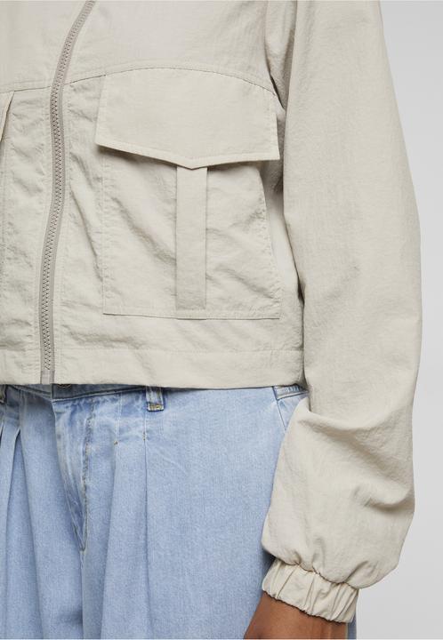 Actual product image Urban Classics Ladies Short Crinkle Nylon Jacket stonegrey S (S)