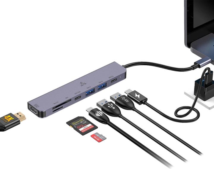 Produktbild Sbox Converter H-999 7in1 USB-C HUB (USB-A, USB-C, 7 Ports)