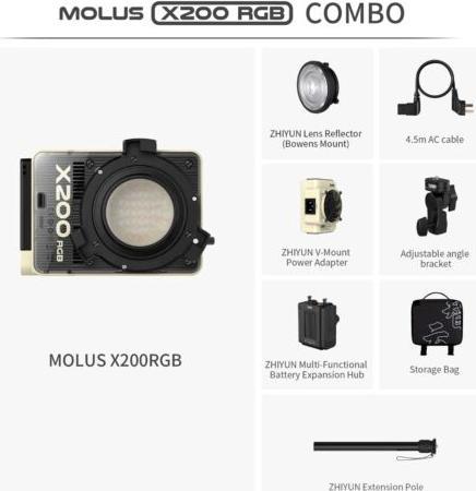 Actual product image Zhiyun MOLUS X200 RGB Combo - LED COB Light with EUR plug