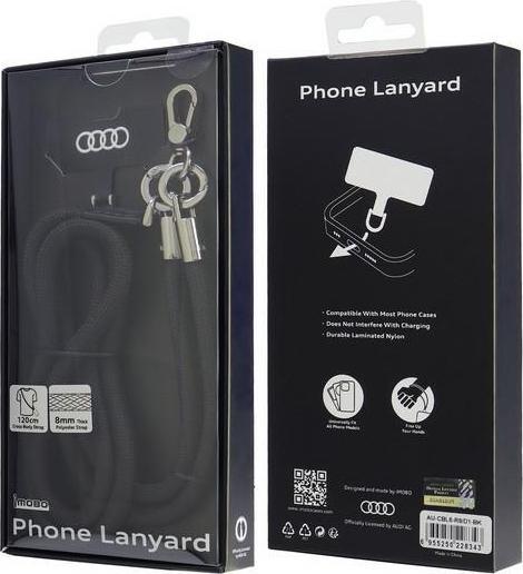 Produktbild Audi uniwersalna smycz do telefonu 120cm 8mm crossbody czarny/black AU-CBL8-R8/D1-BK