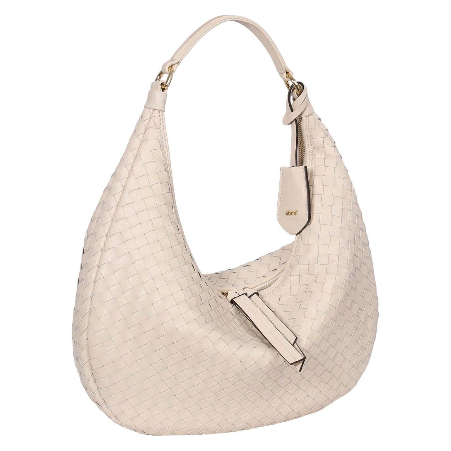 Abro, Damen, Handtasche, Leather Piuma Weaving Hobo Bag Nana, Beige