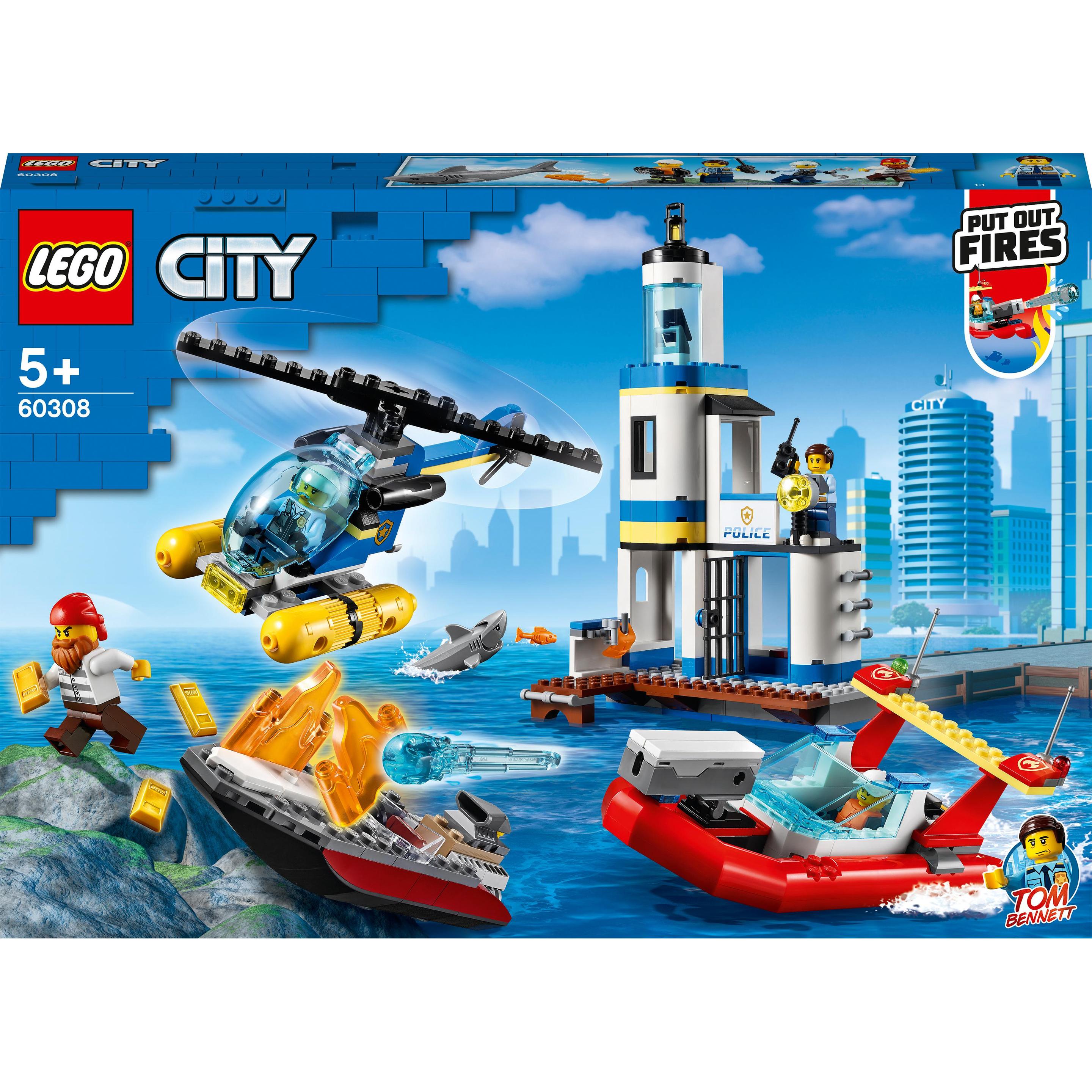 LEGO Polizia e vigili del fuoco in un'operazione costiera (60308, Set LEGO rari)