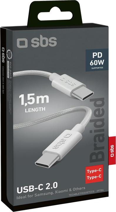 Produktbild SBS Stecker USB-C auf USB-C grey (1.50 m, USB 2.0, 60 W)