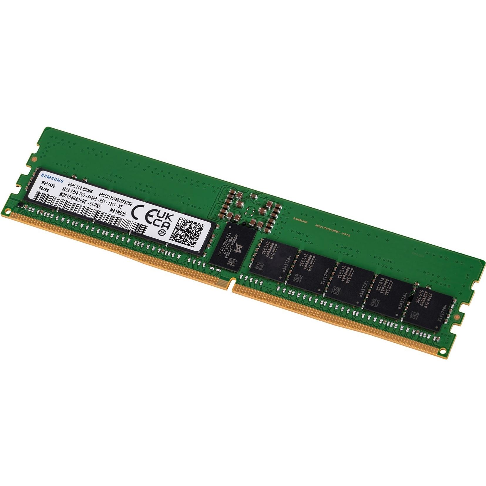 Samsung RAM D5 6400 32GB ECC R (1 x 32GB, 6400 MHz, DDR5-RAM, DIMM), RAM, Grün