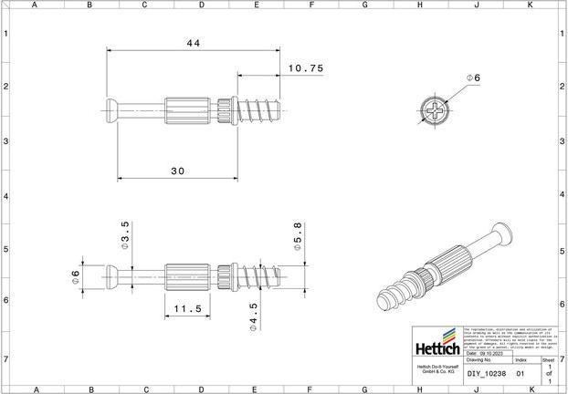 Produktbild Hettich Einschraubdbel schwarz, 40 Stck (40 Stk.)
