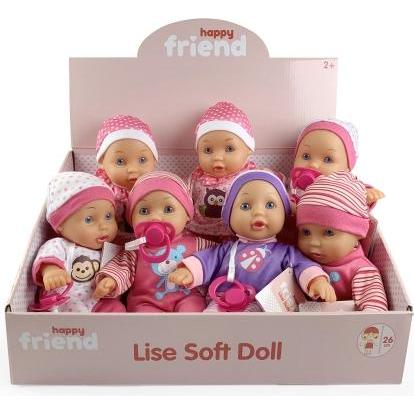 happytoys HAPPY FRIEND Lise Soft Doll 26cm 4 asst. CDU assorteret