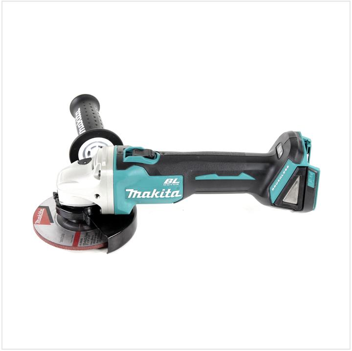 1x Makita DGA 504 cordless angle grinder, 1x Makita BL 1850 B 5.0 Ah battery, 1x Makita 125mm grinding disc A-80656- 1x assembly tool, 1x additional handle, 1x Makpac incl. universal insert, without charger