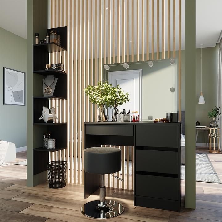 Actual product image Vicco Corner shelf Paolo, Black, 28 x 175.4 cm with 5 compartments