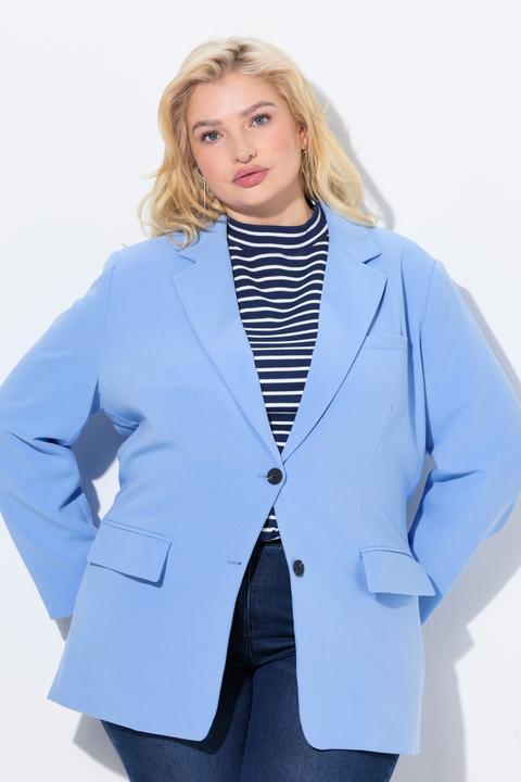 Image du produit Ulla Popken Blazer oversized avec col à revers, fermeture boutonnée (58, 60)