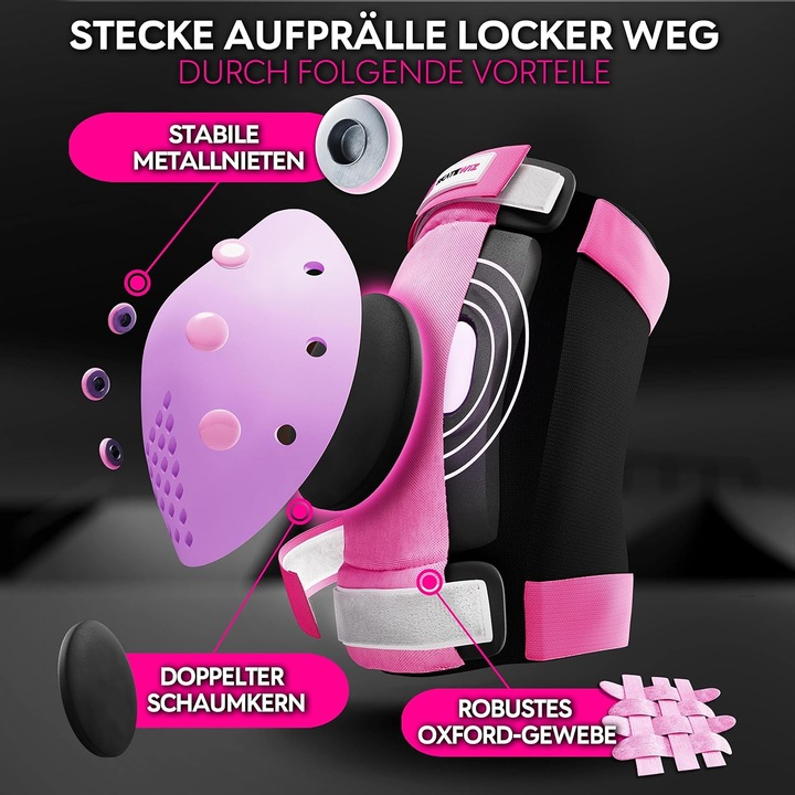 Immagine prodotto Skatewiz Set di protezioni per pattini (M/L, Protettori gomito, Ginocchiera, Protezioni per i polsi, 6 pezzi)