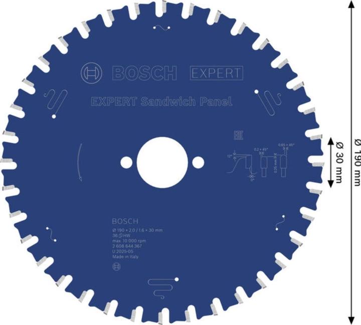 Productafbeelding Bosch Professional Zubehör Cirkelzaagblad EX SH H 190x30-.