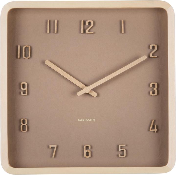 Karlsson Wall clock Nervadura square soft brown w. light wood