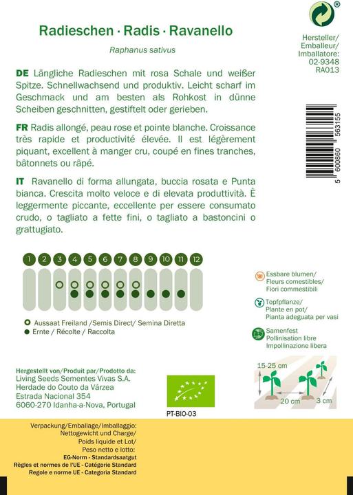 Produktbild Living Seeds Radieschen, French Breakfast 2 (Gemüsesamen)