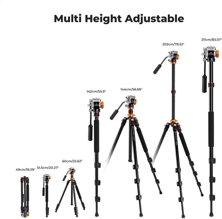 Produktbild K&F Concept K234A7+FH-03 Magnesium Aluminum Alloy Tripod (Metall)