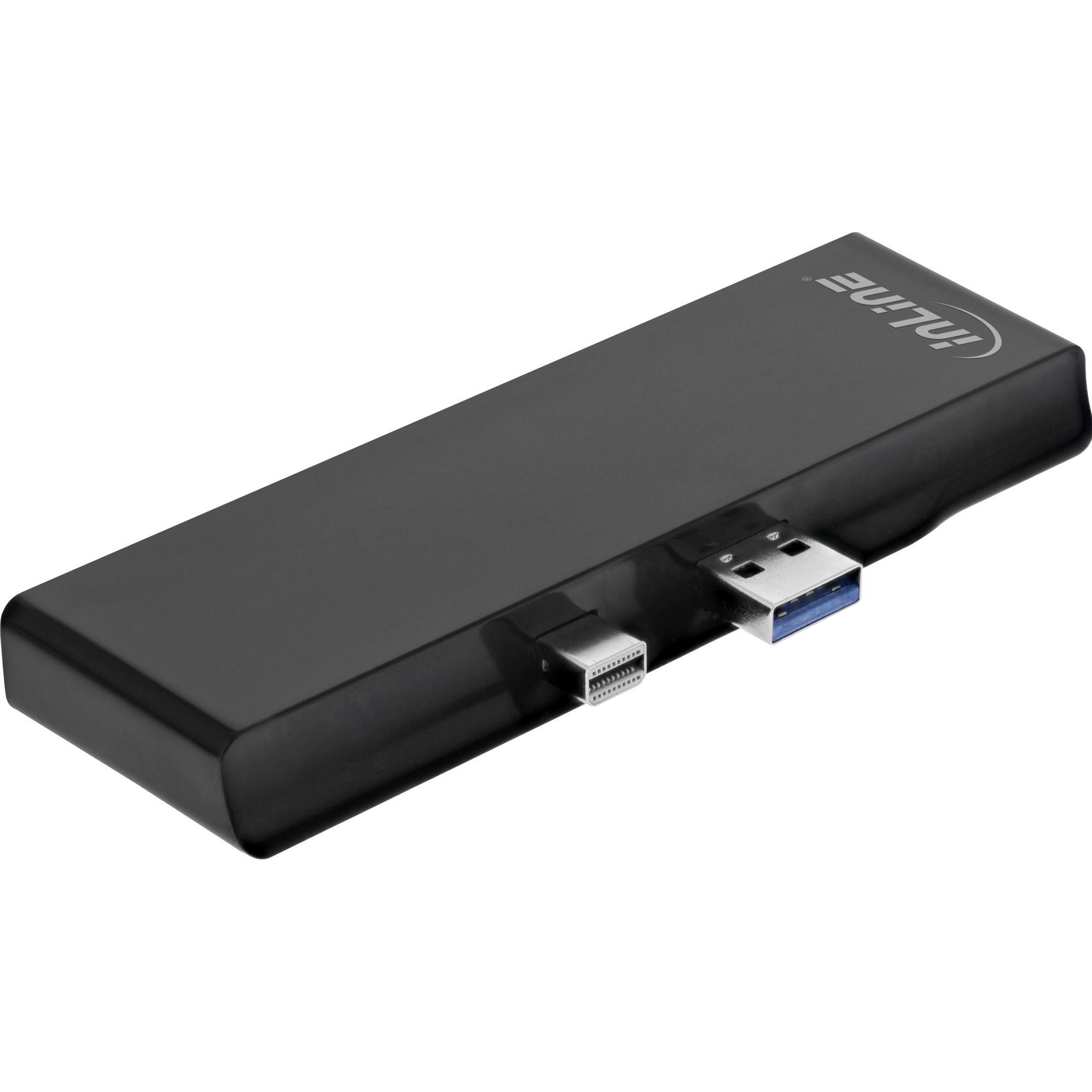 InLine MultiHub (USB-C, 3 Ports), Dockingstation + USB Hub, Schwarz