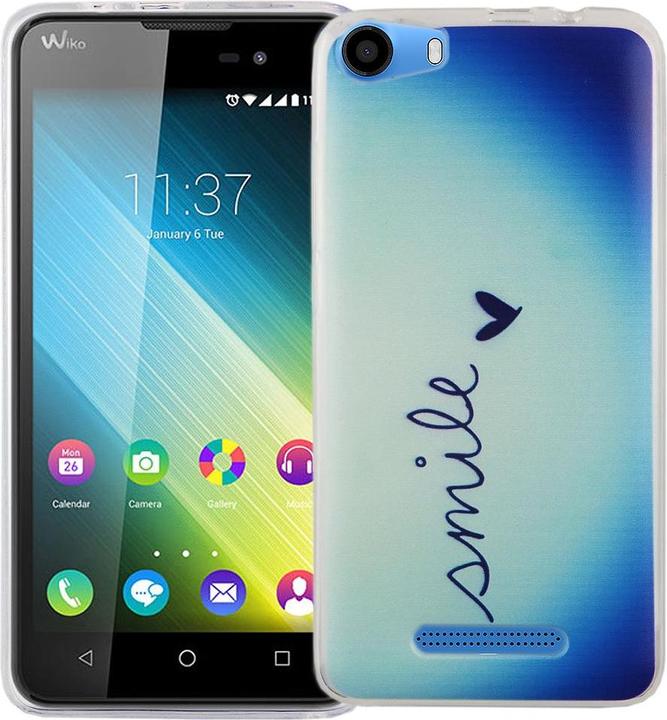 Produktbild König Design Handy Hülle für Wiko Lenny 2 Smile Blau Tasche Case Cover Motiv Slim TPU Case (Wiko Lenny 2)