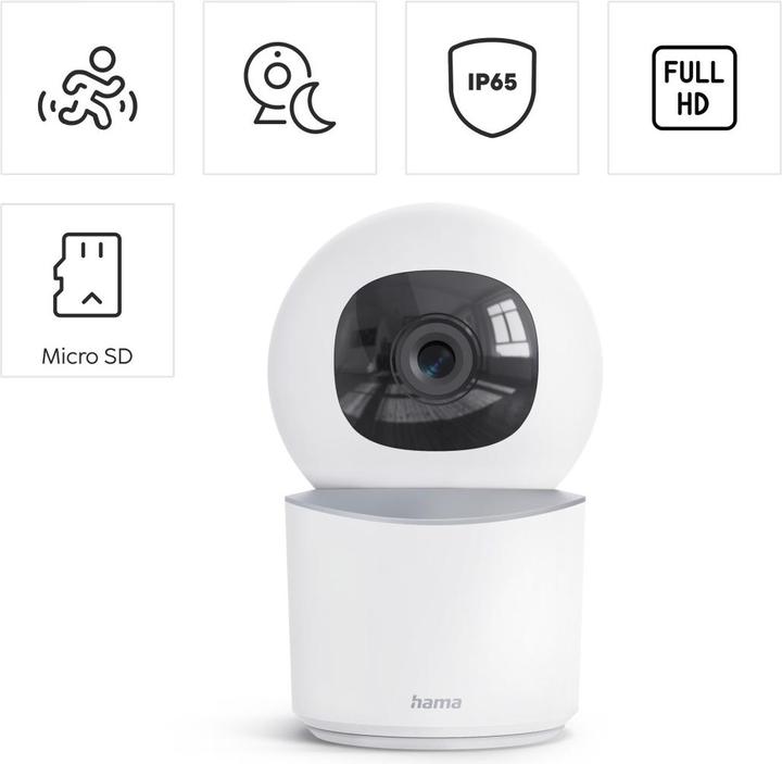 Actual product image Hama Smart surveillance camera, WLAN, indoor, recording, swivelling, full HD (1920 x 1080 Pixels)