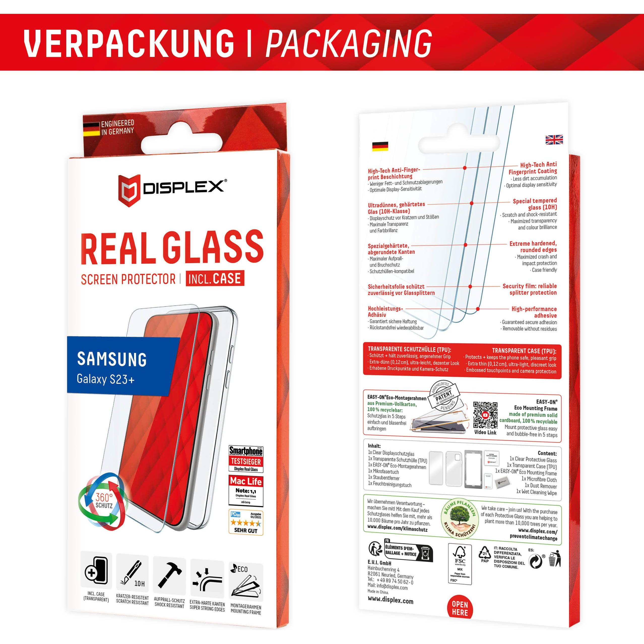 Displex Real Glass, 2D Panzerglas + Handyhülle (1 Stück, Google Pixel 7a), Smartphone Schutzfolie, Transparent