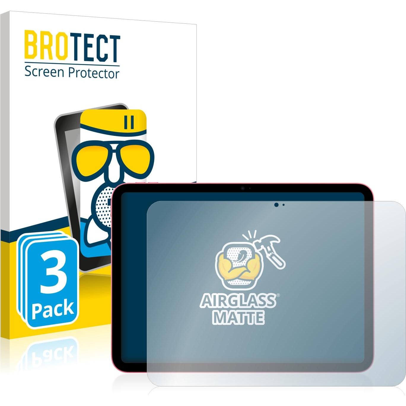 BROTECT AirGlass Panzerglasfolie Matt (3 Stück, iPad 2022 (10. Gen)), Tablet Schutzfolie