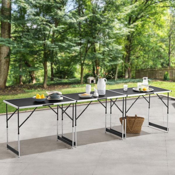 Actual product image Juskys Set of 3 folding table aluminium multifunctional table