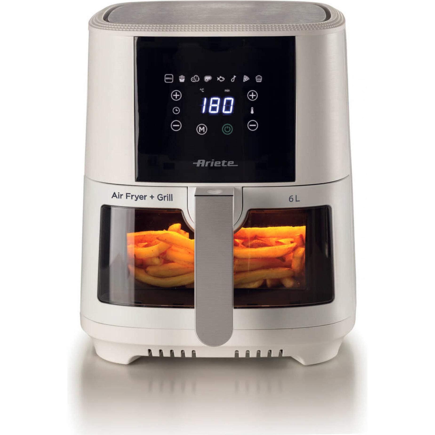 Ariete 4626 Airy Fryer 6L, Luftfritteuse, 1300 W, Fassungsvermögen 6L, Garraumvolumen 2,5kg, 8 pr (00C462603AR0)