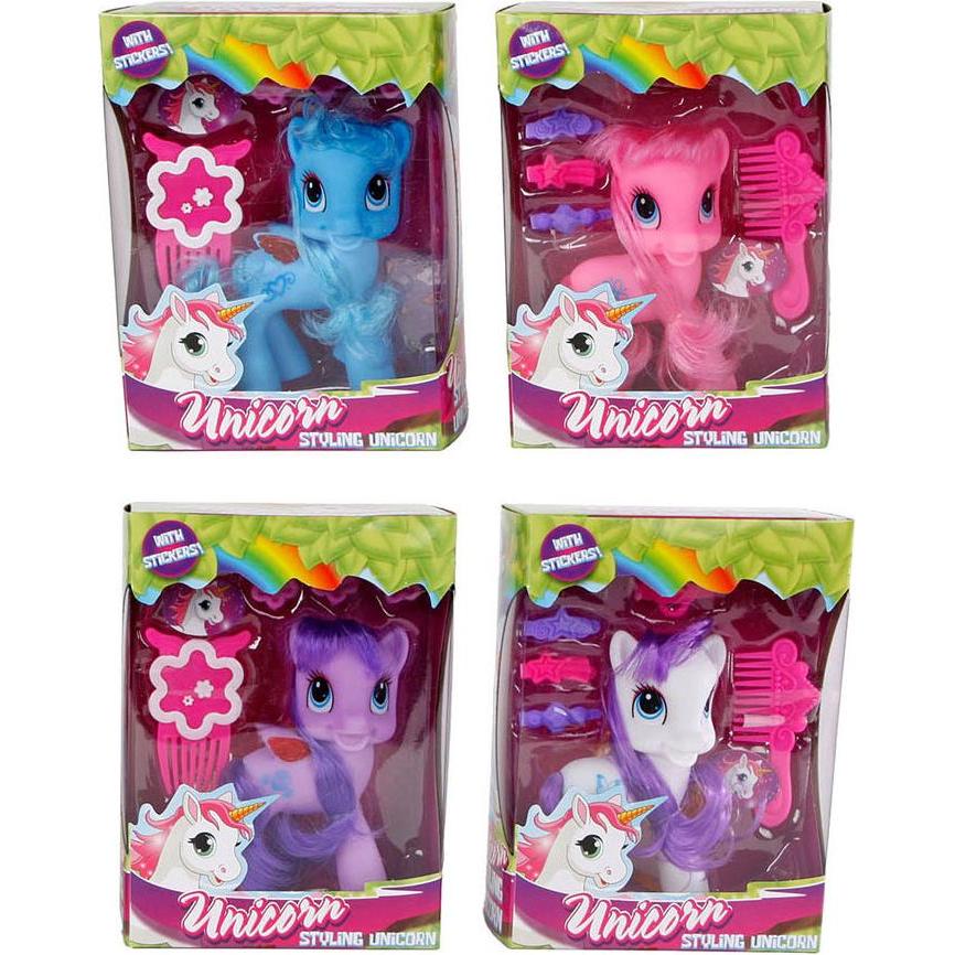 Unico Einhorn-Spielfigur mit Haarschmuck und Aufklebern (44093726)
